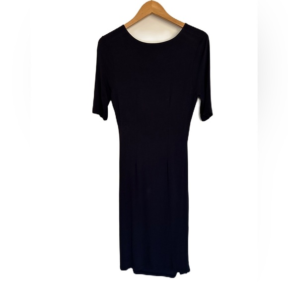 Boden Dress Women's Navy Blue Wrap Style V-Neck ½ Sleeve 10R - Picture 4 of 12